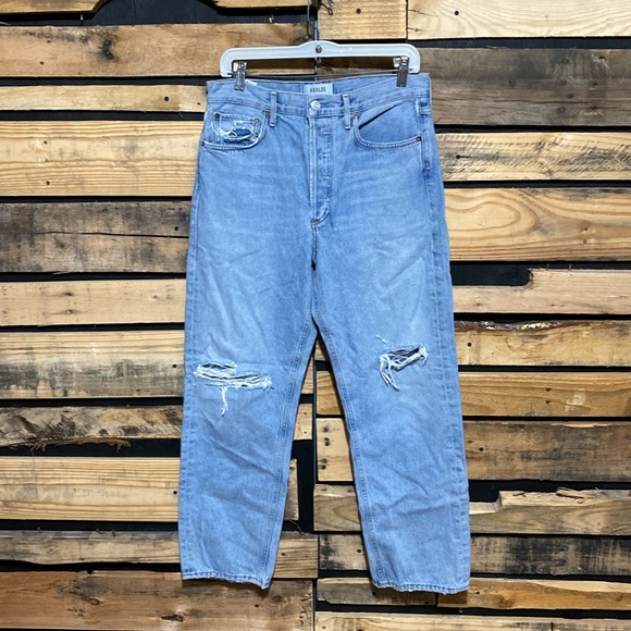 AGOLDE 90s Mid-Rise Light‎ Wash Straight-Leg Jeans Size 28 - Picture 1 of 9